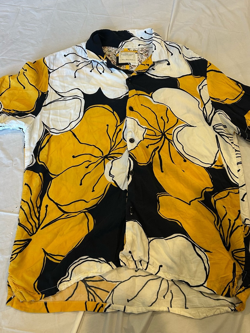 Cactus Man by Ricky Singh Bold Floral Button-Up Shirt M